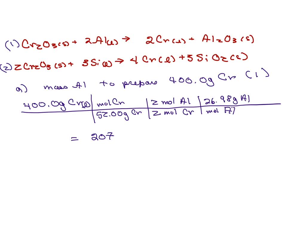 Chromium metal can be produced from high-temperature reactions of ...