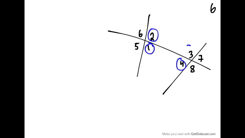 SOLVED: Refer to the figure to name a pair of each type of angle ...
