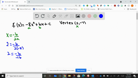 find-the-values-of-b-and-c-so-fx-8-x2b-xc-has-vertex-2-7-2