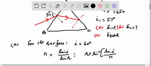 a-ray-of-light-in-air-enters-the-center-of-one-face-of-a-prism-at-an-angle-making-550circ-with-the-n