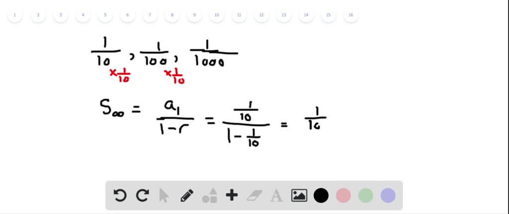 Solved Find The Sum Of The Terms Of Each Infinite Geometric Sequence 1 10 1 100 1