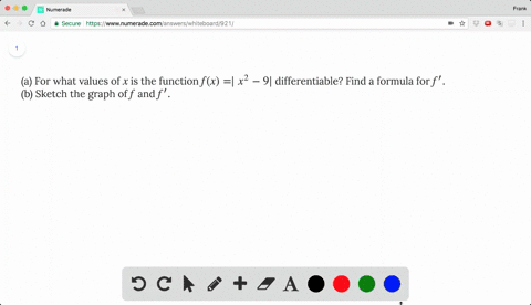 a-for-what-values-of-x-is-the-function-fx-mid-x2-9-mid-differentiable-find-a-formula-for-f-b-sketch-