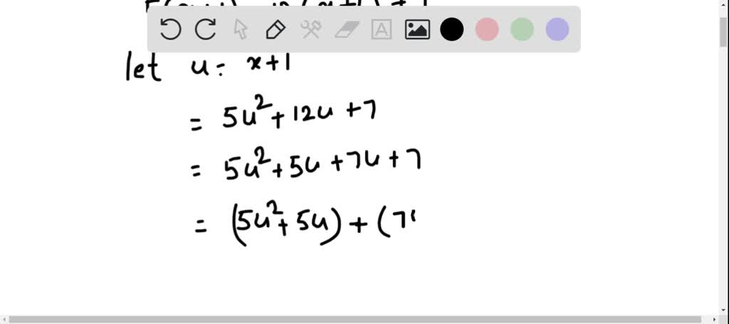 SOLVED:Factor by introducing an appropriate substitution. 5(x+1)^2+12 ...