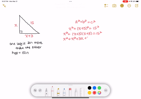 set-up-an-equation-and-solve-each-problem-suppose-that-the-length-of-one-leg-of-a-right-triangle-is-