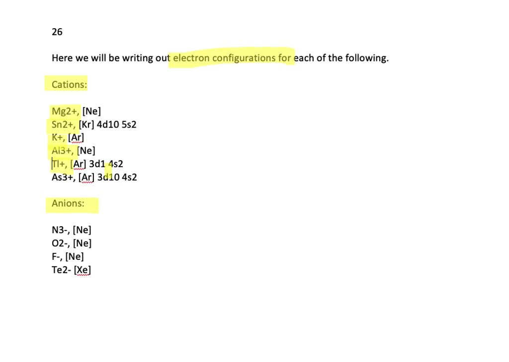 1. Give the electron configuration for each ion: K+, … - SolvedLib