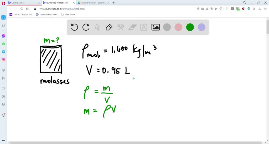 SOLVEDThe density of molasses is 1600 kg / m^3. Find the mass of the