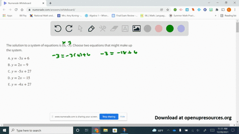 the-solution-to-a-system-of-equations-is-6-3-choose-two-equations-that-might-make-up-the-system-a-y-