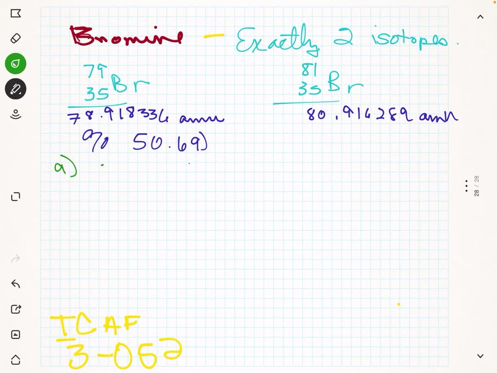 SOLVEDThe element bromine, Br (atomic number 35), has two major