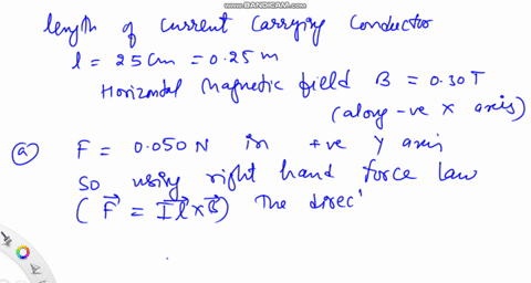 a-straight-current-carrying-wire-25-mathrmcm-long-is-oriented-at-right-angles-to-a-uniform-horizonta