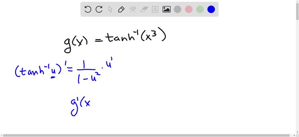 Encontre A Derivada. Simplifique Quando Possivel. G(x)=tgh^-1(x^3 