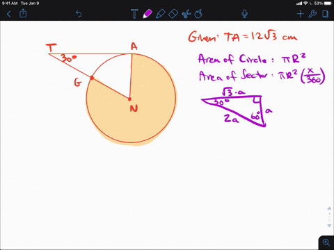 find-the-area-of-the-shaded-region-in-each-figure-assume-lines-that-appear-tangent-are-tangent-at--4