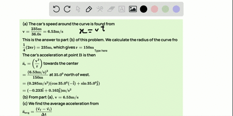 a-car-initially-traveling-eastward-turns-north-by-traveling-in-a-circular-path-at-uniform-speed-as-s