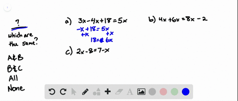 which-equations-are-equivalent-i-3-x-4-x185-x-ii-46-x8-x-2-iii-2-x-87-x-a-i-and-ii-quad-b-ii-and-iii