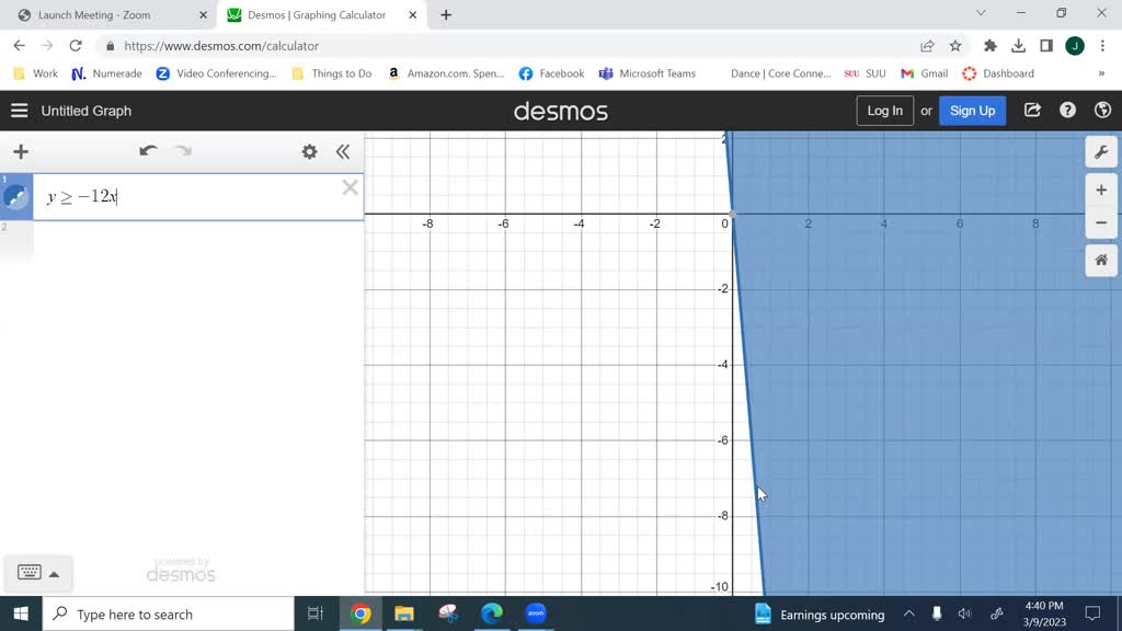 ⏩SOLVED:Graph the solution set. y ≥-12 x | Numerade