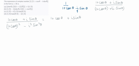 the-expression-of-complex-number-1-1cos-theta-i-sin-theta-in-the-form-mathrmamathrmib-is-a-sin-theta