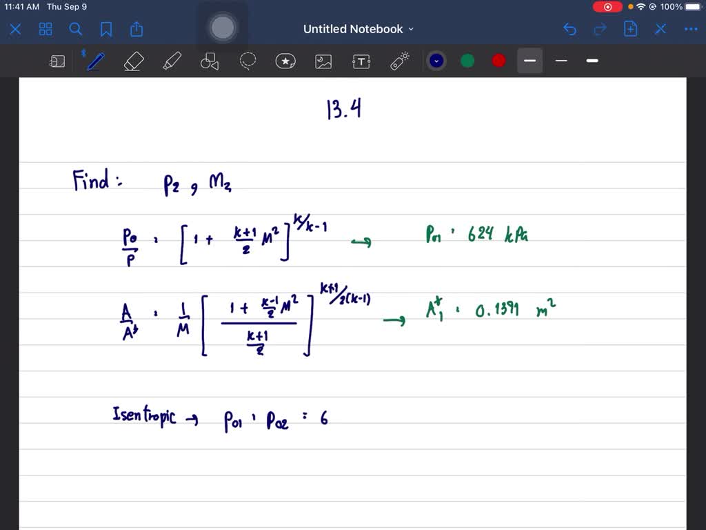 Nitrogen flows through a diverging section of duct with A1=0.15 m^2 and