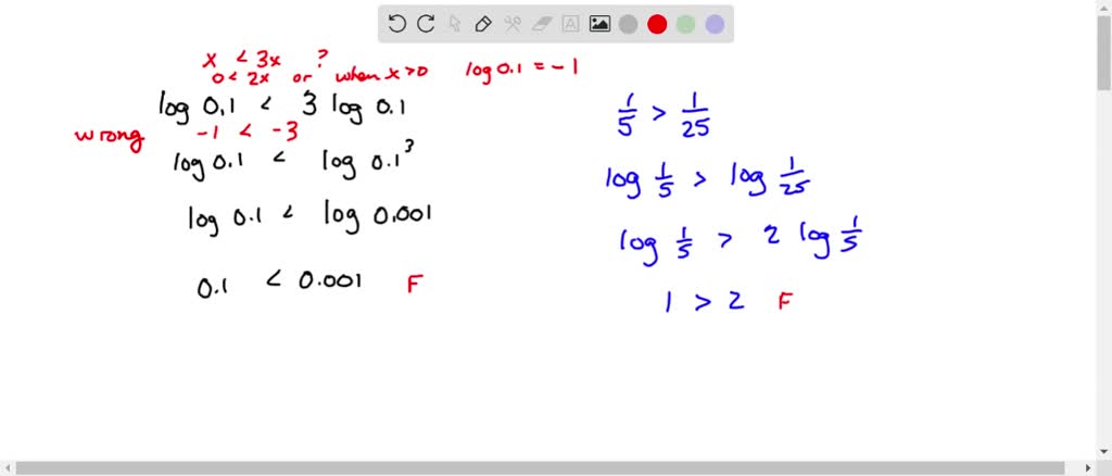 SOLVED:Find the error in each. a) log0.1 2 log(1)/(5) Therefore, 1>2