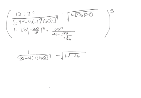 evaluate-leftbeginarrayc-frac12-div-3-cdot-4left-92-4-1920right4-sqrt6-sqrtleft-frac3224right-hline-