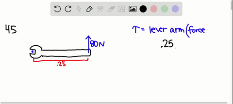to-tighten-a-bolt-you-push-with-a-force-of-80-n-at-the-end-of-a-wrench-handle-that-is-025-m-from-the