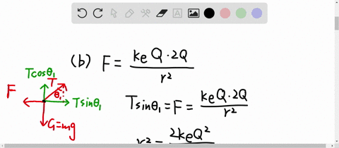 two-small-spheres-of-mass-m-are-suspended-from-strings-of-length-ell-that-are-connected-at-a-common-