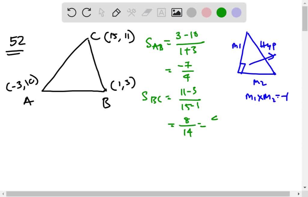 SOLVED:The vertices of triangle A B C have coordinates A(-3,10), B(1,3 ...