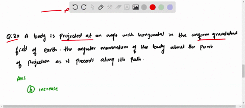 a-body-is-projected-at-an-angle-with-the-horizontal-in-the-uniform-gravitational-ficld-of-thecarth-t