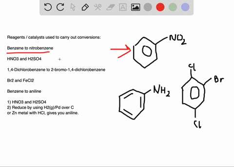 what-reagents-andor-catalysts-are-necessary-to-carry-out-each-conversion-a-benzene-to-nitrobenzene-3