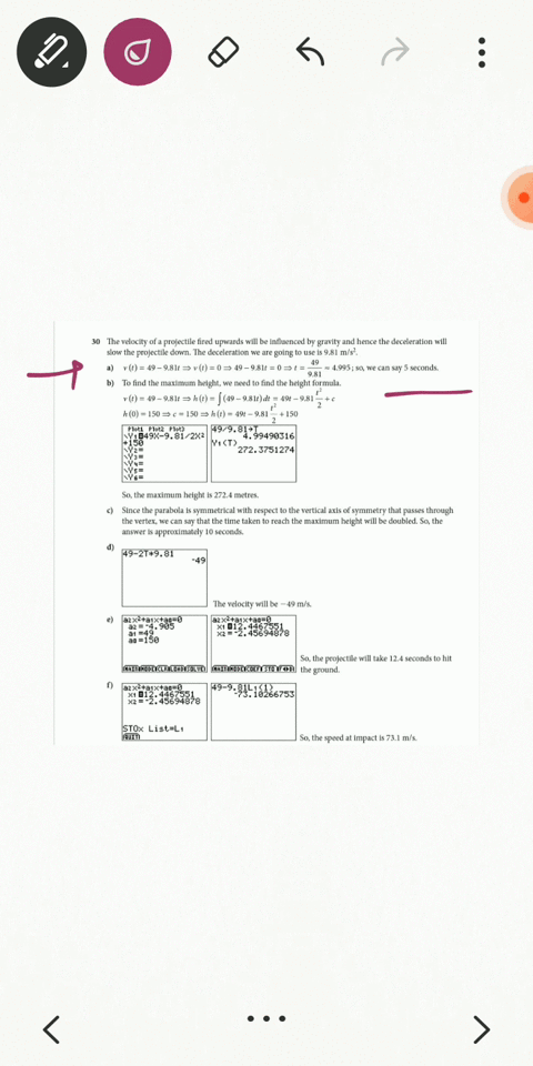 a-projectile-is-fired-vertically-upward-with-an-initial-velocity-of-49-mathrmm-mathrms-from-a-platfo