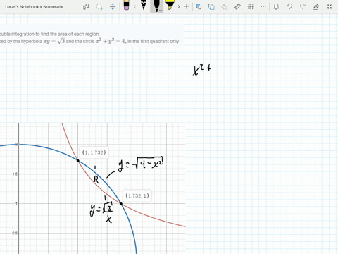 use-double-integration-to-find-the-area-of-each-region-enclosed-by-the-hyperbola-x-ysqrt3-and-the-ci