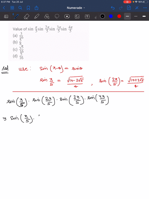 value-of-sin-fracpi5-sin-frac2-pi5-sin-frac3-pi5-sin-frac4-pi5-a-frac316-b-frac58-c-fracsqrt516-d-fr