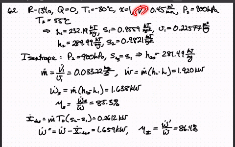 refrigerant-134a-enters-an-adiabatic-compressor-at-30circ-mathrmc-as-a-saturated-vapor-at-a-rate-of-
