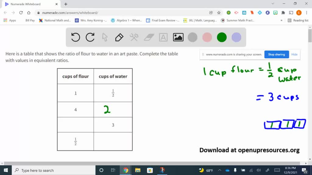 SOLVEDHere is a table that shows the ratio of flour to water in an art