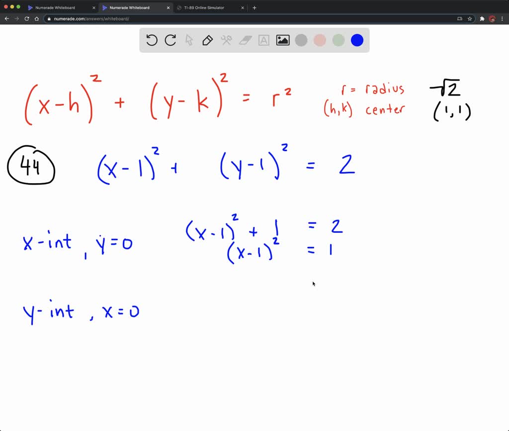 In Exercise 41 46 Find An Equation For The Circle With The Given Centre