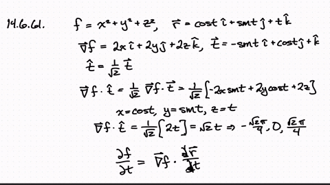 change-along-a-helix-find-the-derivative-of-fx-y-z-x2y2z2-in-the-direction-of-the-unit-tangent-vec-2
