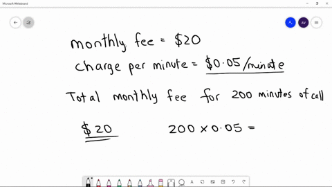 a-telephone-plan-has-a-monthly-fee-of-20-with-a-charge-of-005-per-minute-a-what-is-the-total-monthly