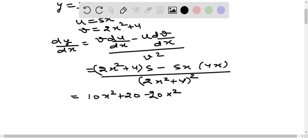 . Determine the gradient of the curve y=(5 x)/(2 x^2+4) at the point (√ ...