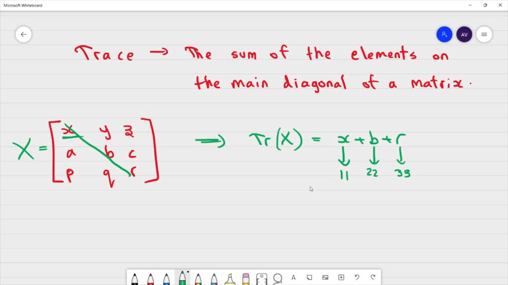 SOLVED:The trace of an n ×n matrix A is defined as the sum of the ...