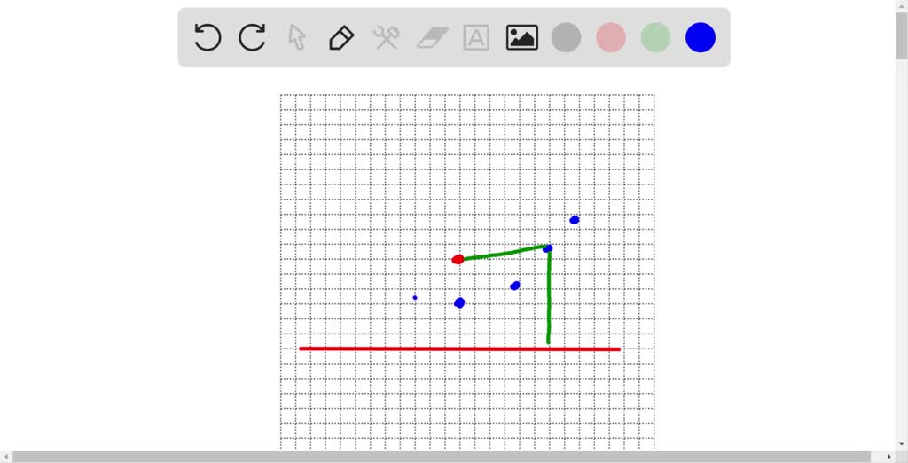 solved-on-a-piece-of-graph-paper-draw-a-line-and-a-point-not-on-the