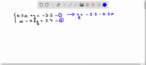 solve-the-system-by-the-method-of-substitution-leftbeginarrayrr-05-xy-35-x-32-y-34-endarrayright