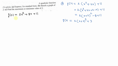 SOLVED:A quadratic function f is given. a. Express f in standard form ...