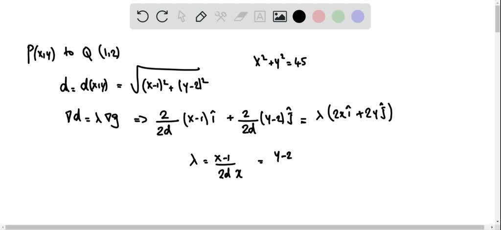 Solve using Lagrange multipliers. Find the points on the circle x^2+y^2 ...