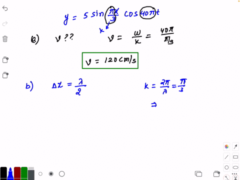 a-string-vibrates-according-to-the-equation-y5-sin-fracpi-x3-cos-40-pi-t-where-x-and-y-are-in-centim