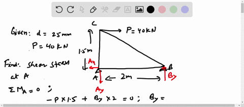 determine-the-maximum-average-shear-stress-in-pin-a-of-the-truss-a-horizontal-force-of-p40-mathrmkn-