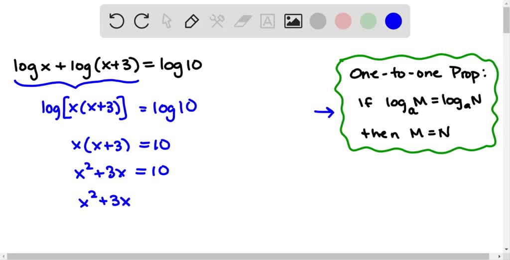 SOLVED: Solve the logarithmic equation. log x+log(x−15)=2 Question ...