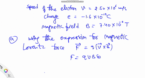 an-electron-moves-at-250-times-106-mathrmm-mathrms-through-a-region-in-which-there-is-a-magnetic-f-4