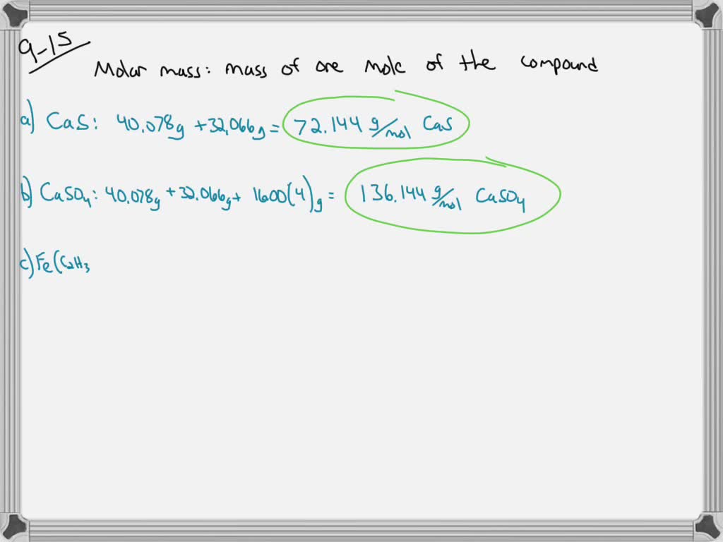 SOLVEDCalculate the molar mass for each of the following (a) calcium