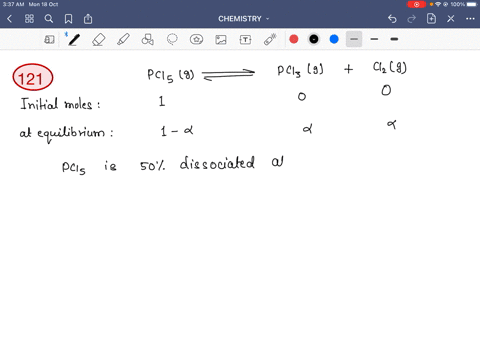 mathrmpcl_5-is-50-dissociated-at-20circ-mathrmc-and-mathrml-atm-pressure-the-value-of-k-is-a-0444-b-