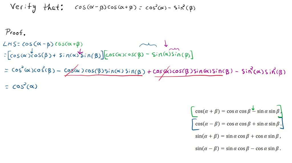 SOLVED Establish Each Identity Cos Cos cos 2 sin 2 