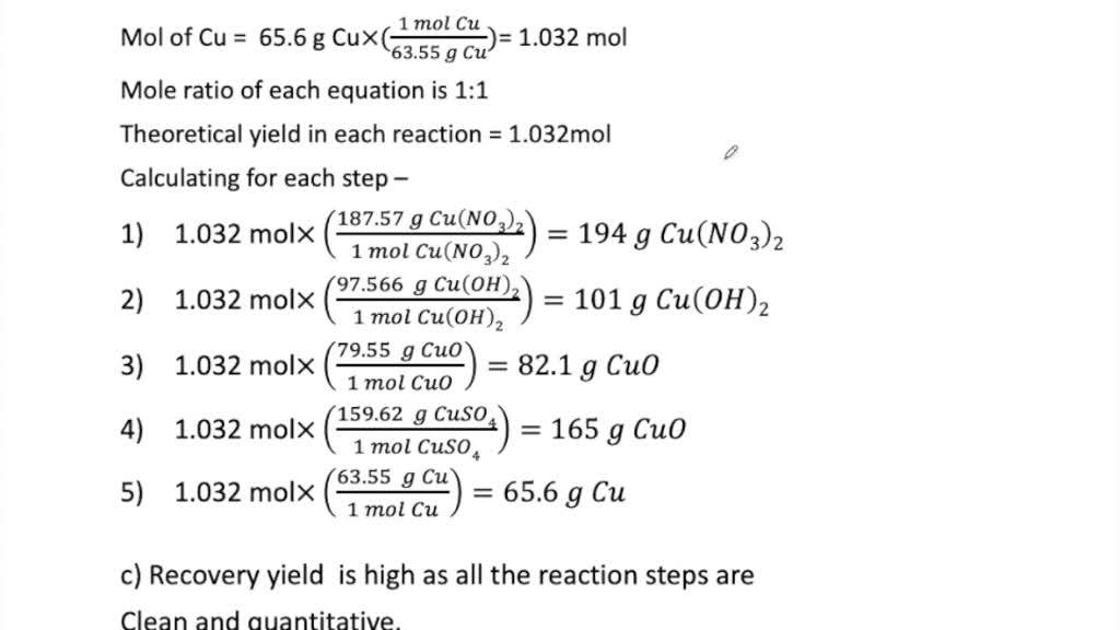 SOLVEDThe following "cycle of copper" experiment is performed in some