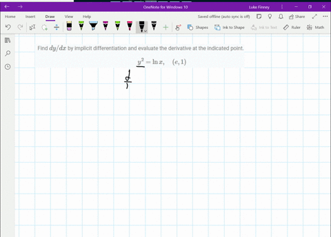 find-d-y-d-x-by-implicit-differentiation-and-evaluate-the-derivative-at-the-indicated-point-y2ln-x-q